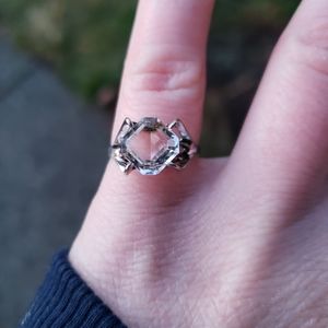 Large Signed Designer Uncas Sterling Silver Faux Diamond Solitaire Ring